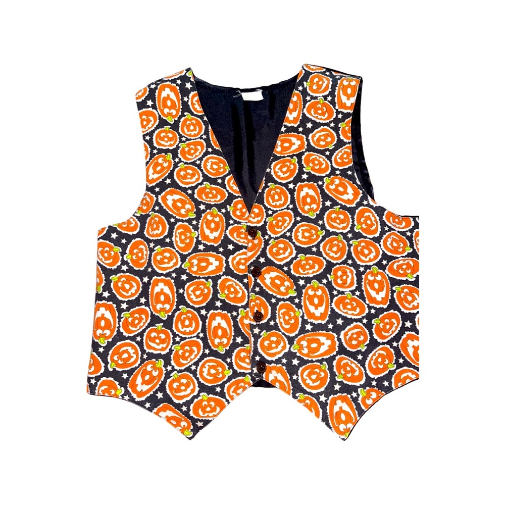 Vintage Halloween Jack-O-Lantern Vest: Unisex Medium: Polyester Lined: Spooky